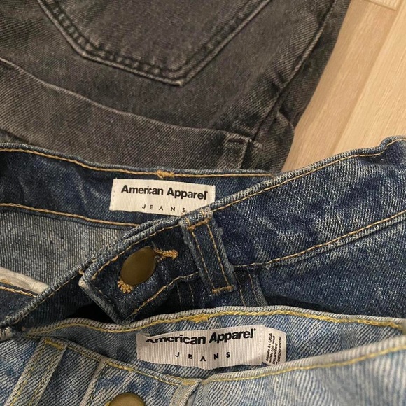 3 Pair American Apparel Shorts Gray Charcoal Black Dark Denim Wash Light Blue 24 - Picture 4 of 4